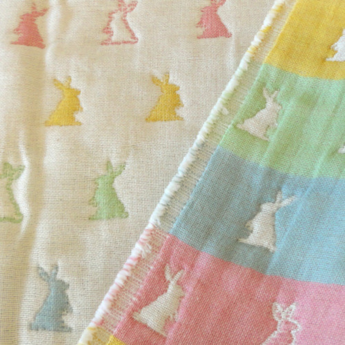 Easter bunny baby girl blanket pastel bedding blanket pink Etsy