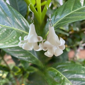 White Double Puakenikeni Clay Earring