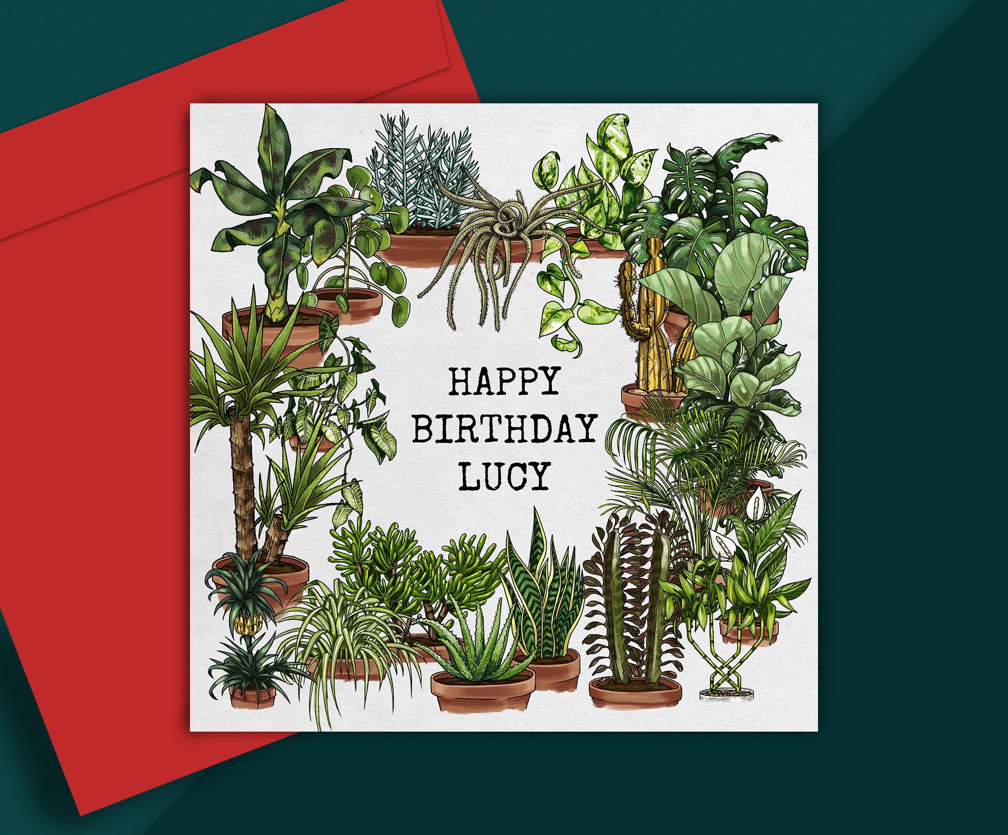Personalised Custom Plant Birthday Card Made in the UK Etsy