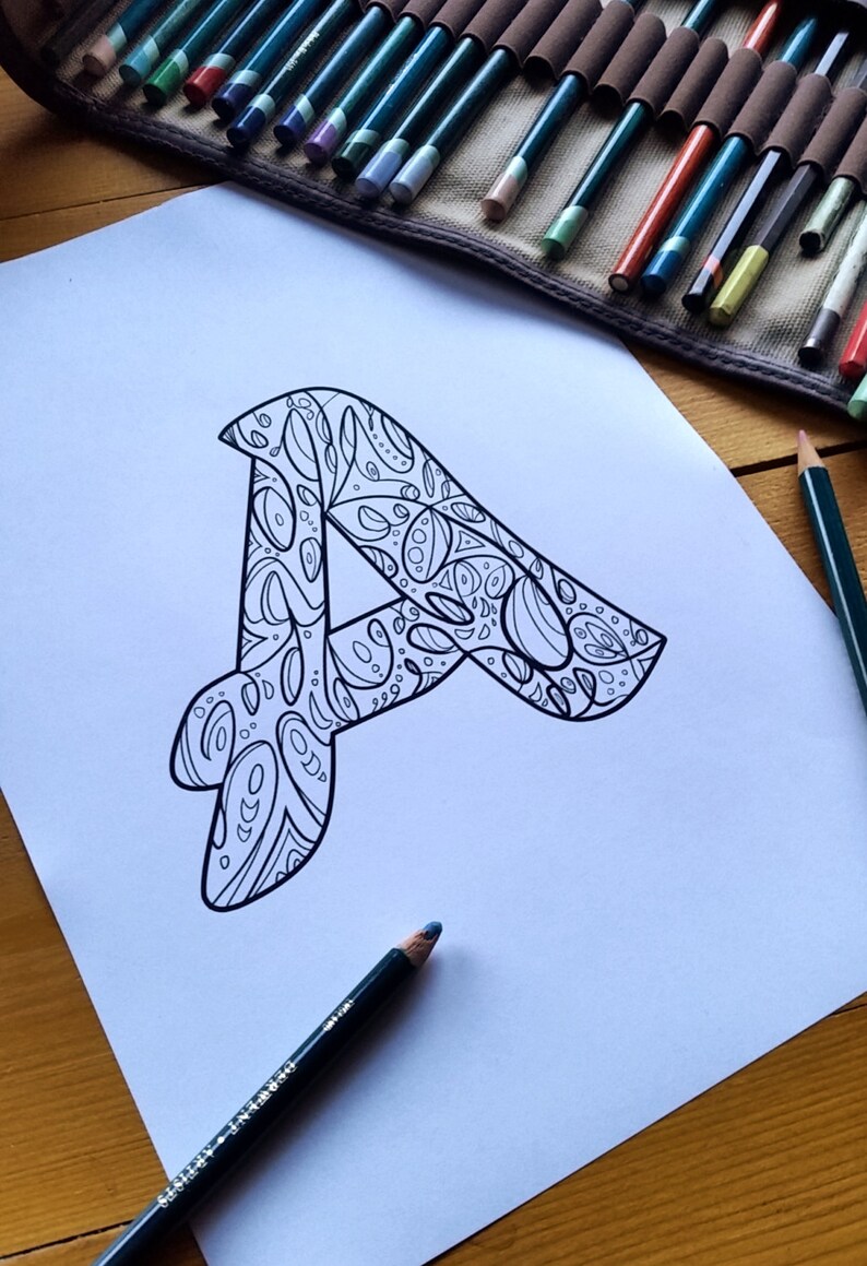 Download Adult Zentangle Coloring Floral Alphabet Art Collectibles Digital Kromasol Com