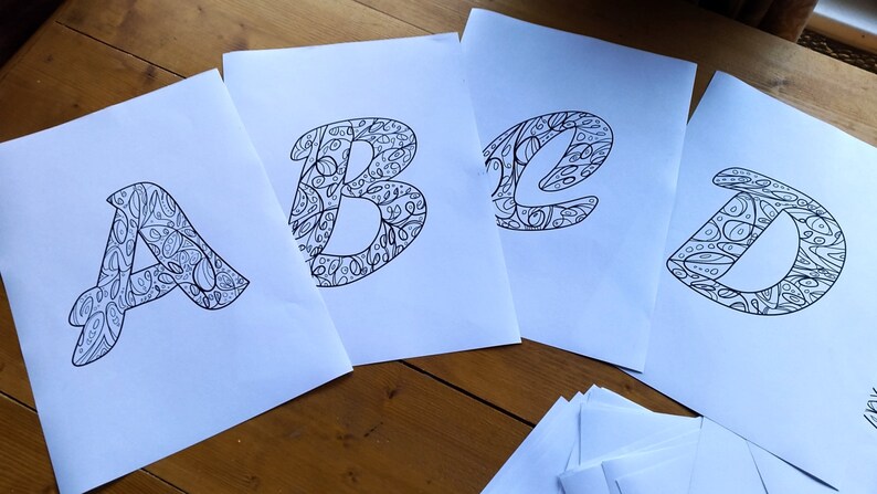 Download Adult Zentangle Coloring Floral Alphabet Art Collectibles Digital Kromasol Com