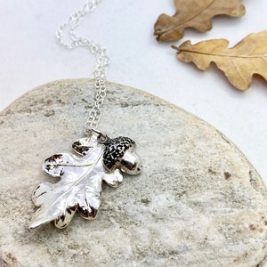 Silver Oak Leaf With Acorn Charm Necklace, Oak Leaf Jewellery, Silver Charm, English Oak, Nature Lover, Gift. Solid Silver, 925