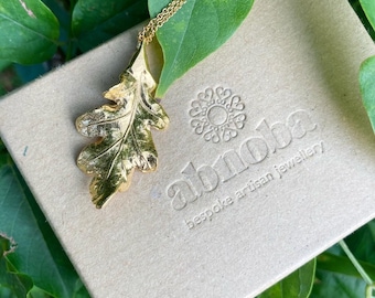 Gold Norfolk Oak Leaf Necklace-Nature Jewellery- Delicate Gold Necklace