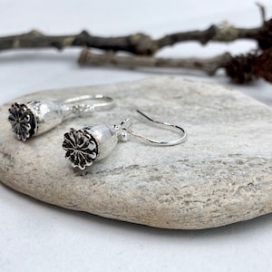 Silver Poppy Seed Earrings, Handmade Poppy Earrings, Nature Jewellery, Nature Earrings, Valentine, Wife, Mum, Gift