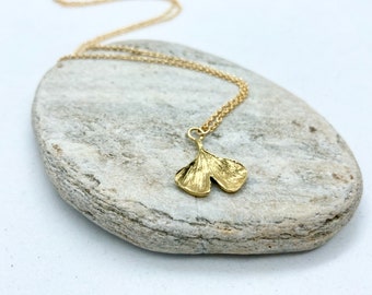 Gold Ginkgo Leaf Necklace, Gold Leaf Necklace, UK Handmade