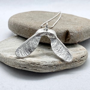 Solid Silver Maple Seed Necklace