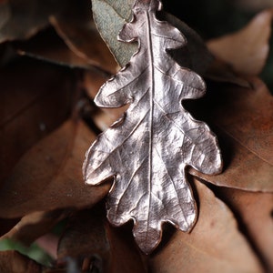 Handmade Copper Oak Leaf Pendant on rose gold plated chain, Leaf Necklace, Oak Leaf Necklace, Botanical, Autumn