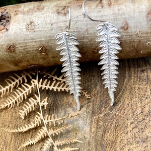 Long Solid Silver Bracken Fern Drop Earrings, Fern, Nature Lover, Gift, Forest Jewellery, Silver Earrings, 925