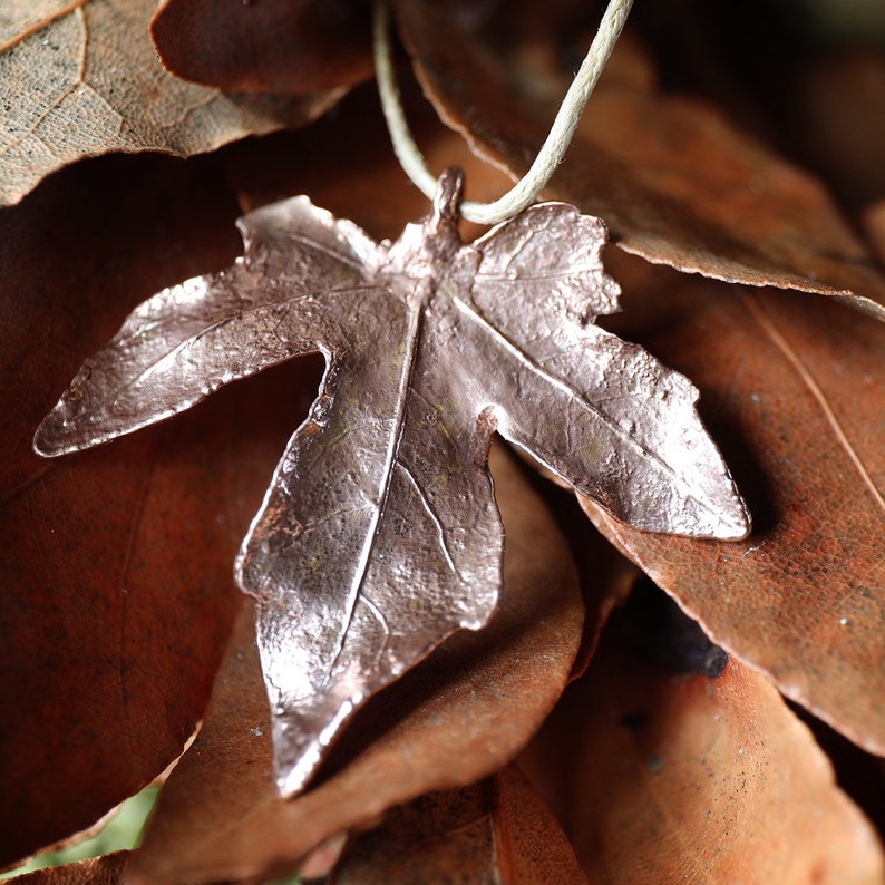 Copper Field Maple Leaf Necklace, Field Maple Leaf, Maple, Leaf Necklace, Handmade, UK, Autumn image 1