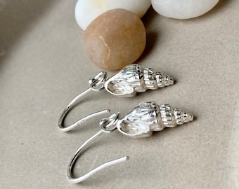 Silver Shell Earrings Norfolk Coast UK Handmade