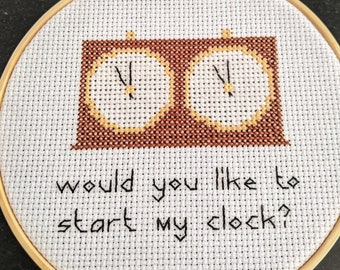 PATTERN Would You Like to Start My Clock Sexy Queen's Gambit Modern Subversive Cross Stitch Pattern Love Soulmate Partner Come On