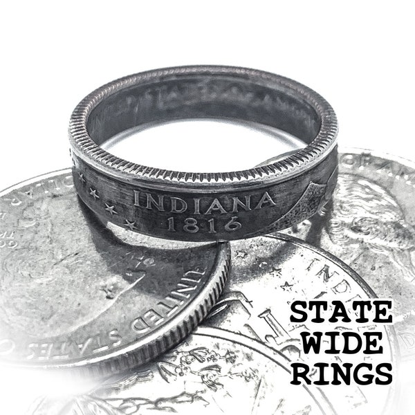 US State Quarter Coin Ring ANY STATE! Sizes 6-12