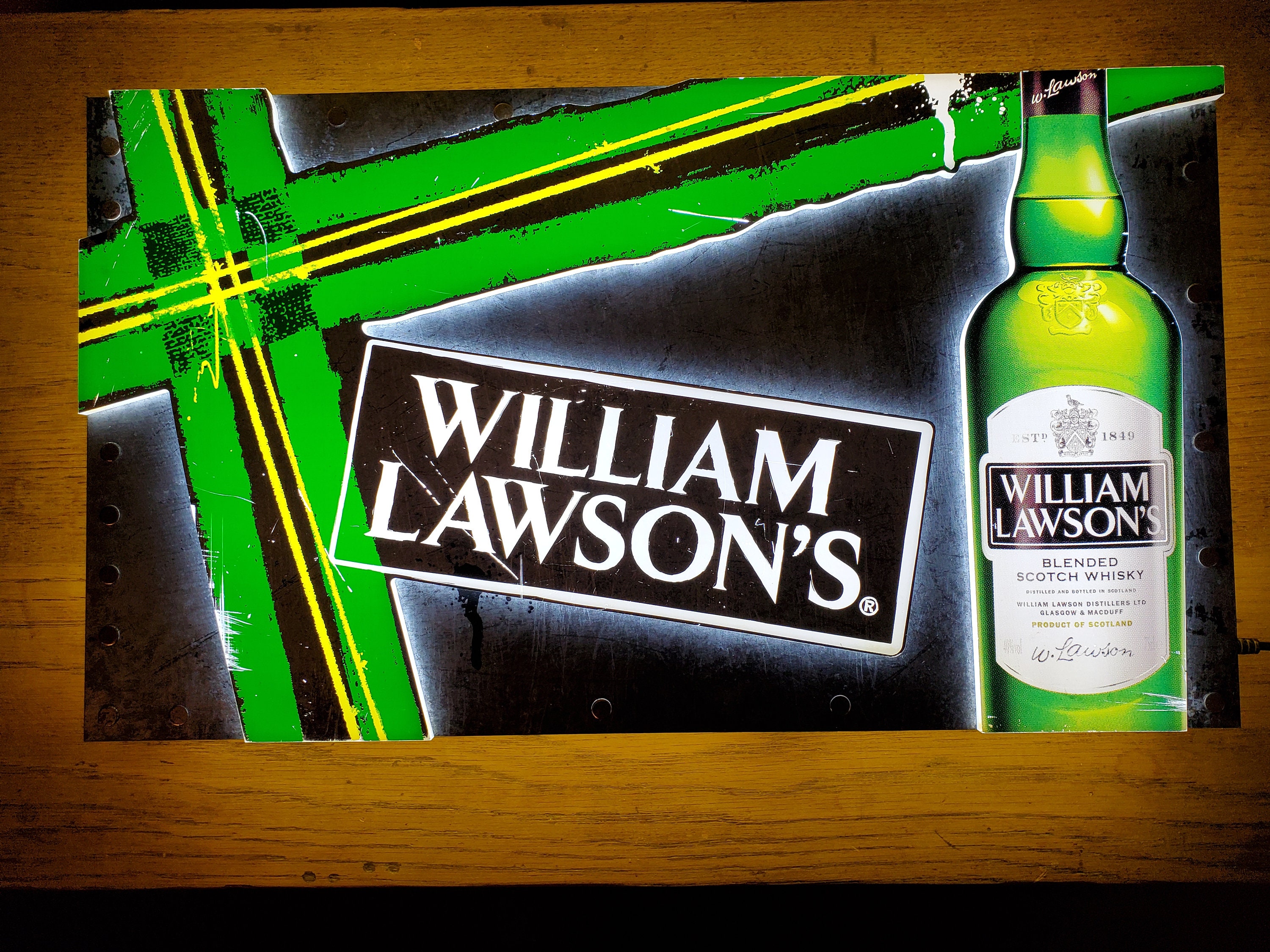 Light up William Lawson Whisky Sign / Light Box Publicity Sign
