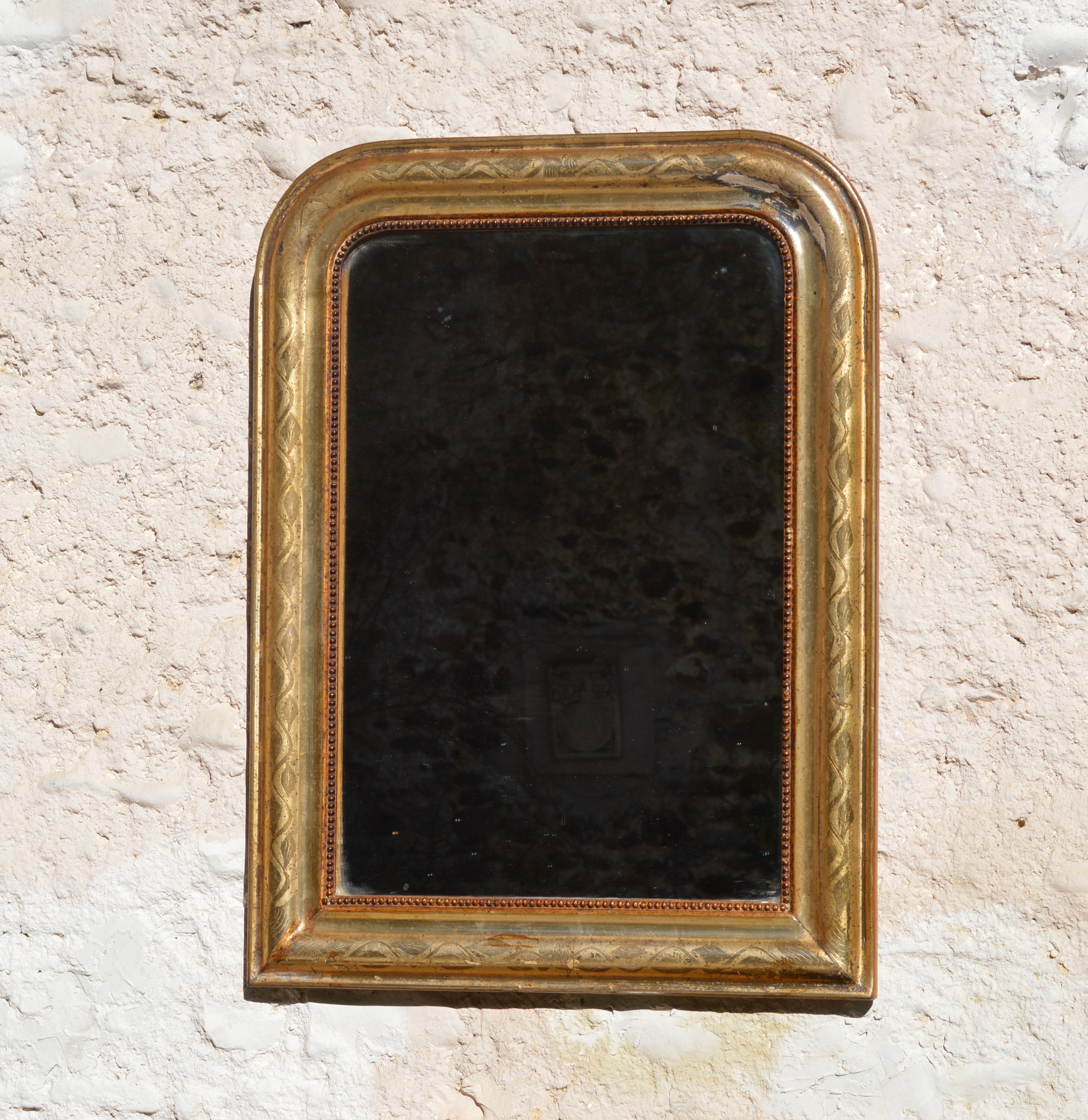 Miroir Louis Philippe Antique/Miroir de Français C 1800 à Feuilles d'or Verre Mercure