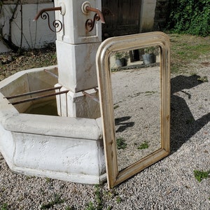 Antique French Black & Gold Louis Philippe Mirror with Floral