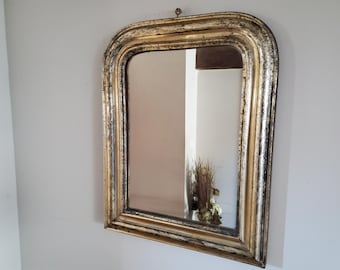 アンティークフランス製ルイ・フィリップミラー（黒と金）19世紀後半