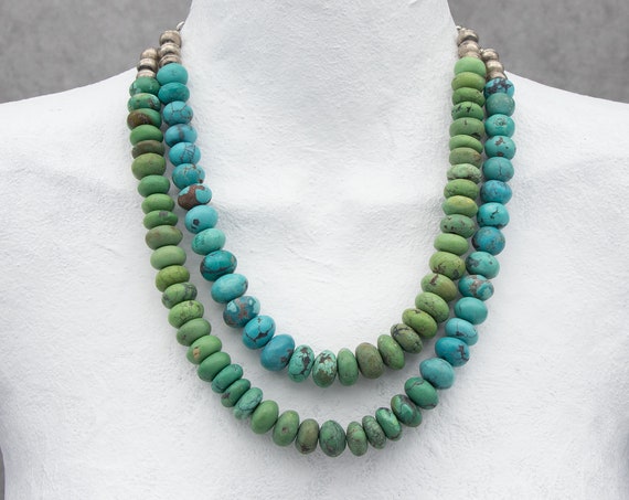 Tibet turquoise necklaces | turquoise statement necklaces | blue green Tibetan turquoise bead necklaces