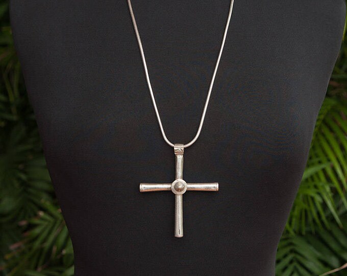 Large Cross Pendant Men's Cross Necklace Old Silver Etsy