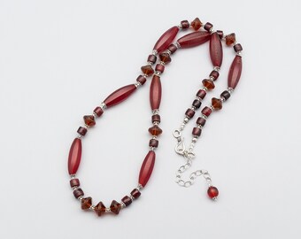 Red Bohemian Glass Bead Necklace with Antique African Trade Beads