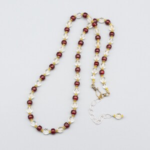 Glass trade bead necklace, red & faceted clear glass beads with brass and silver, one of a kind, African accessories, vintage jewelry