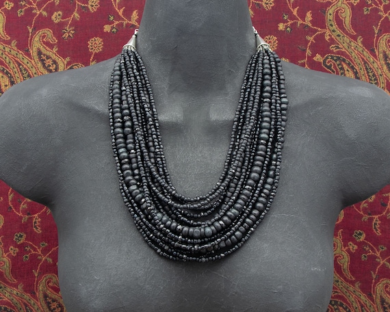 King Baby Eight Strand Black Spinel Necklace