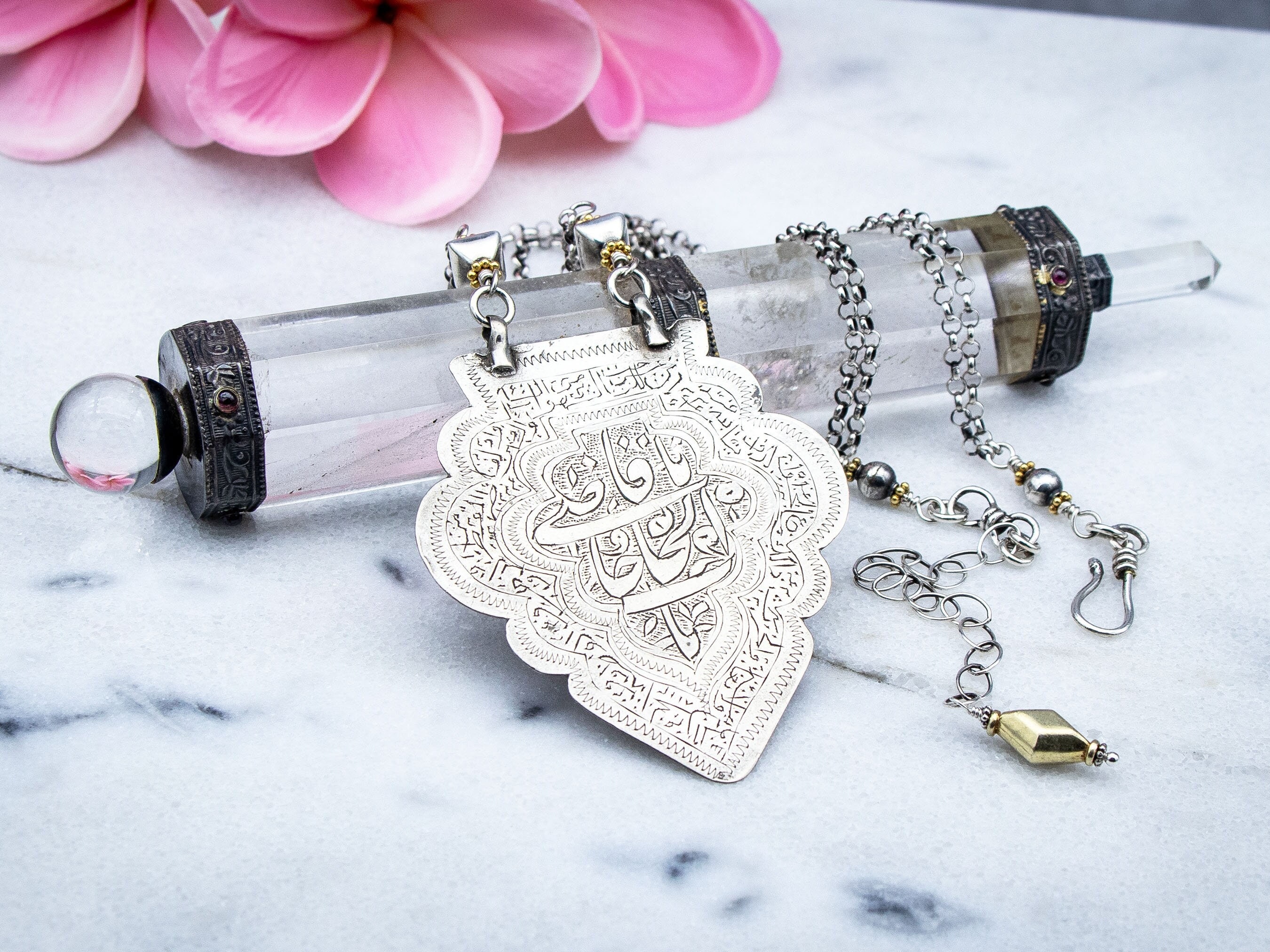 ルルムウ rurumu mix amulet motif necklace Smooth Amulet Box Chain Necklace in Sterling Silver, 2.7mm