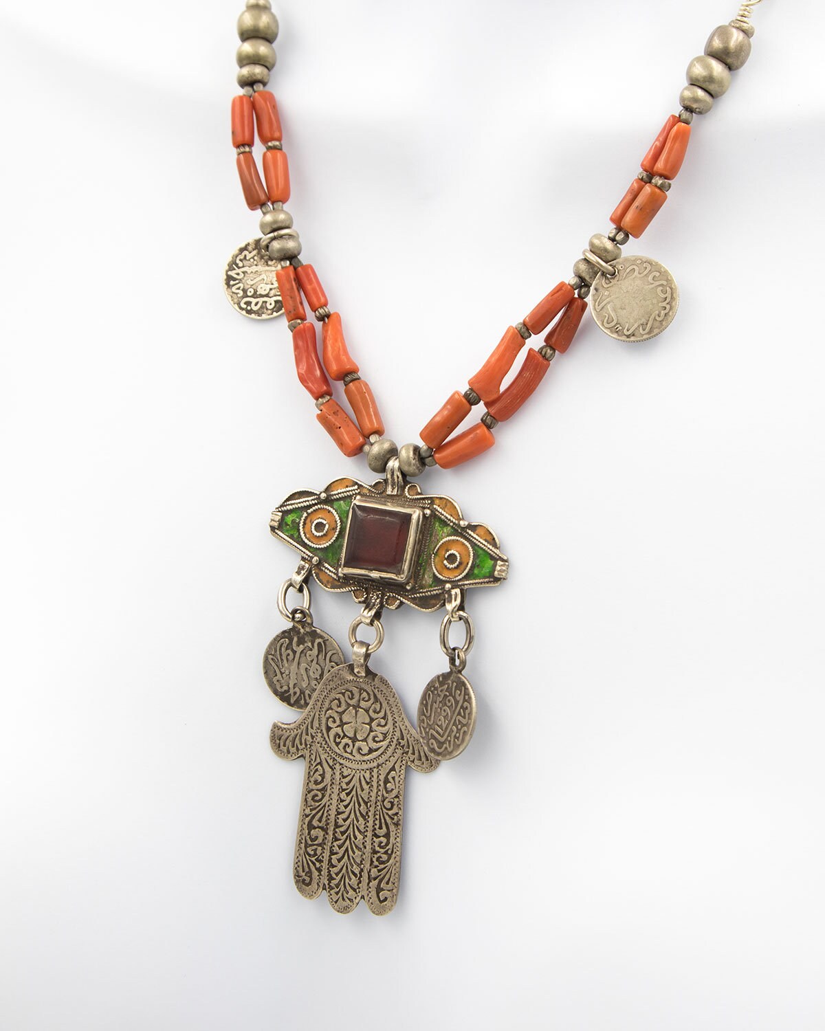 Berber jewelry antique Berber coral necklace Tiznit enamel Etsy