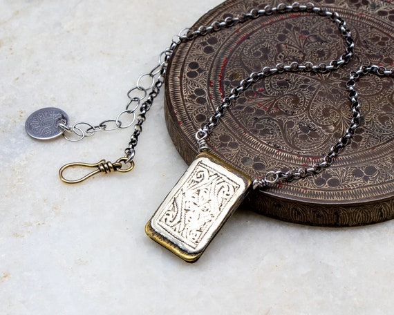 Kitab necklace | Berber brass and silver amulet protection necklace