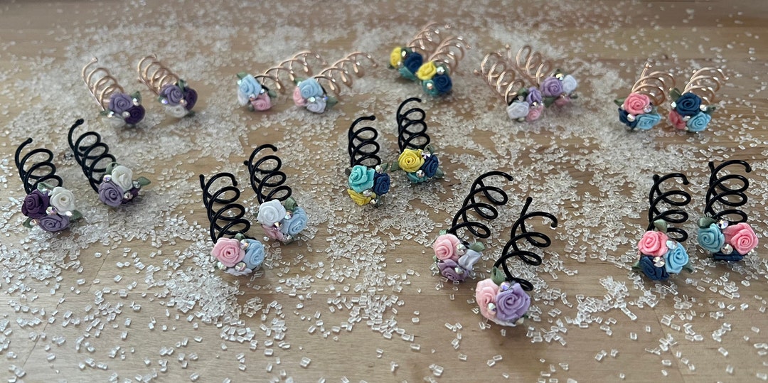 BUN TWISTS Set of 2 Flower Hair Pins Pin Twist Spin Bun Etsy