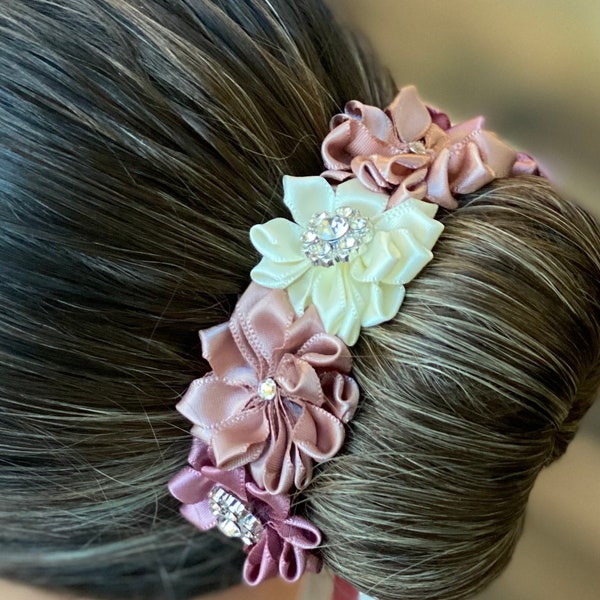 BLOOMING DAHLIAS Ballet Bun Wrap, Ballerina Bun Crown, Bun Hair Accessories, Bun Hair Piece, Ballet Bun Wrap, Bun Bloom, Bun Wreath