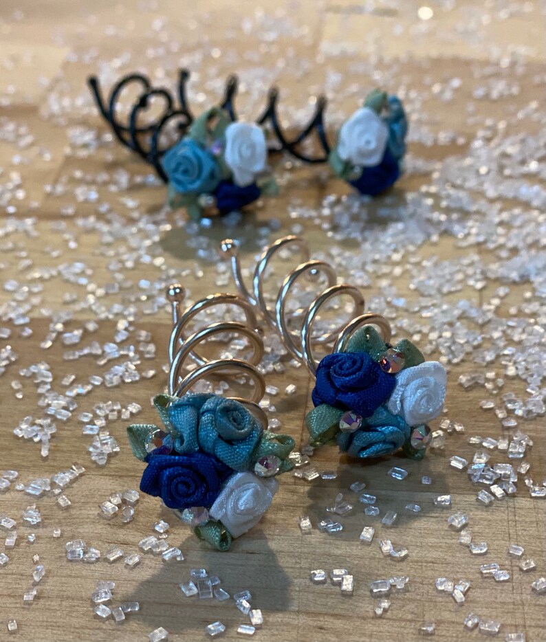 BUN TWISTS Set of 2 Flower Hair Pins Pin Twirls Spin Bun Etsy