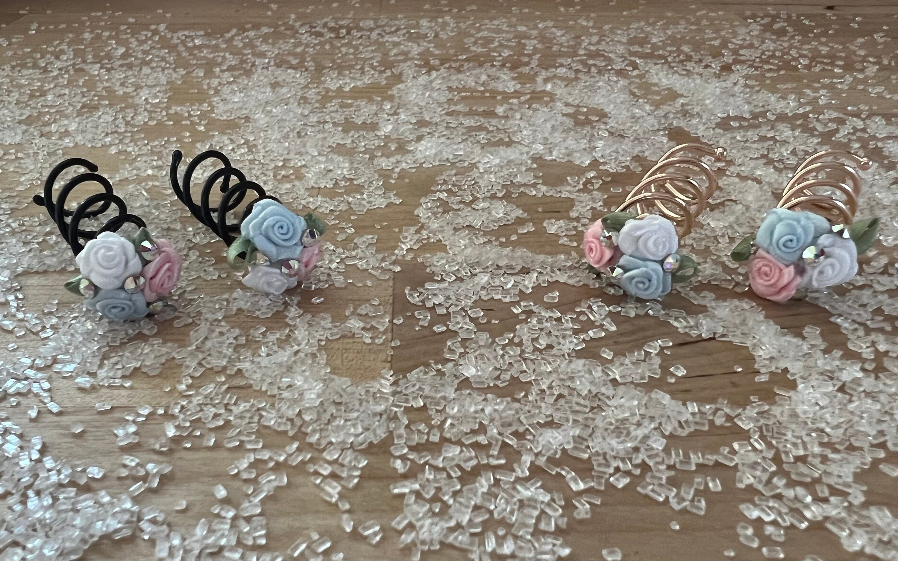 BUN TWISTS Set of 2 Flower Hair Pins Pin Twist Spin Bun Etsy