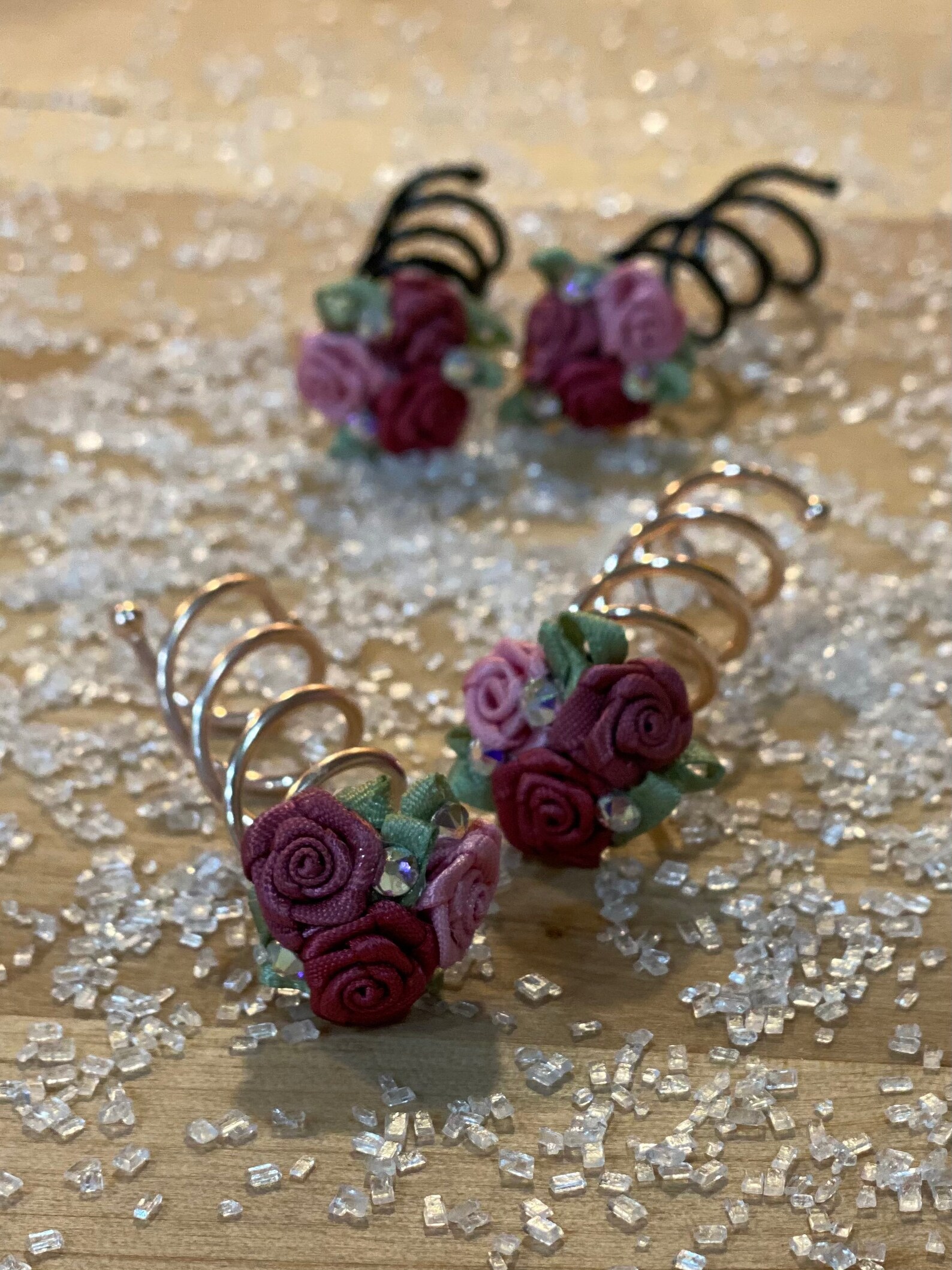 BUN TWISTS Set of 2 Flower Hair Pins Pin Twirls Spin Bun Etsy