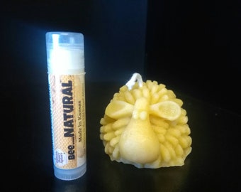 Free shipping eligible! Pure Beeswax mini Sheep & 1 Bee Natural Shea butter lip balm (see other pics for more  Christmas candles)