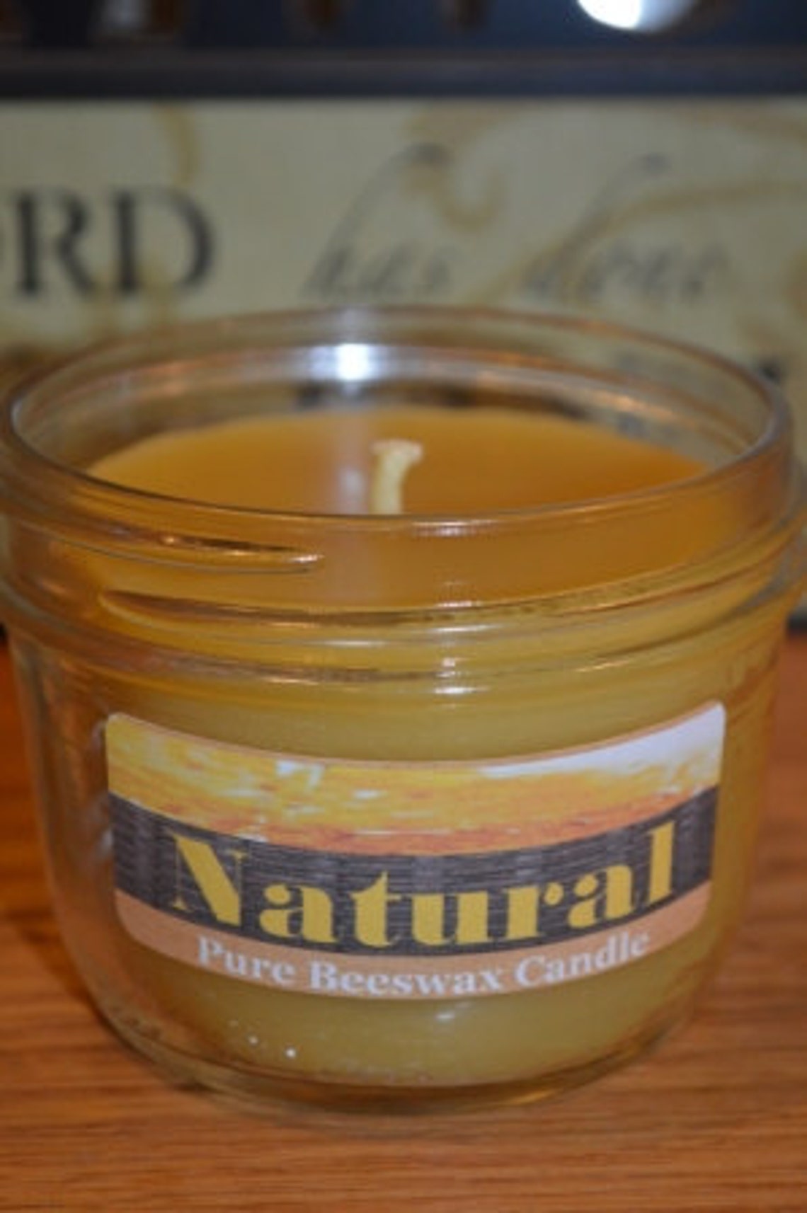 Natural Pure Beeswax Candle Jar 8 oz. available in Natural Etsy