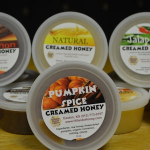 Pumpkin Spice Creamed Honey: Raw Kansas Bee Farm, 6 oz.