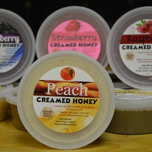 Peach Raw Creamed Honey- 6 oz. Kansas Bee Farm Free Shipping eligible!
