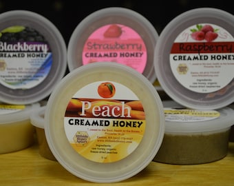 Peach Creamed Raw Honey - 6 oz Kansas Bee Farm