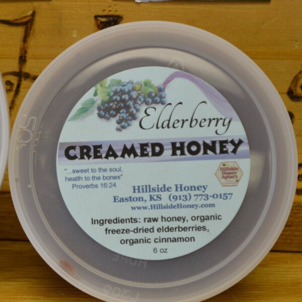 Elderberry Raw Creamed Honey- 6 oz.