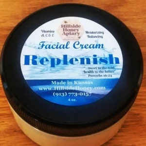 Replenish! Natural unscented Facial cream for balancing complexion dry or oily (w/ Lavender oil) - Kansas bee farm - 4oz - Free Shipping!