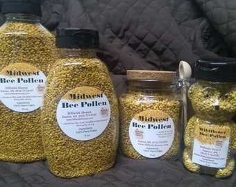 Pure Bee Pollen: Kansas Bee Farm, 6 oz Glass Jar