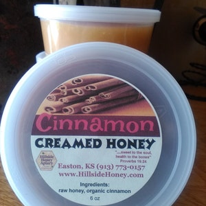 Cinnamon Creamed Raw Honey - Kansas Local Honey (6 oz)