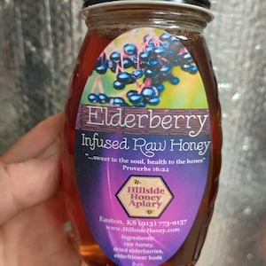 Elderberry Infused Raw Honey – Kansas Bee Farm (8 oz)