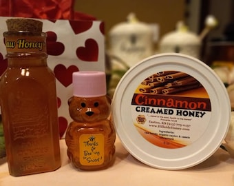 Thanks for Bee-ing Sweet! Gift set 4 oz. vintage Muth jar, Cinnamon creamed honey, 2 oz. Baby bear Thank You gift