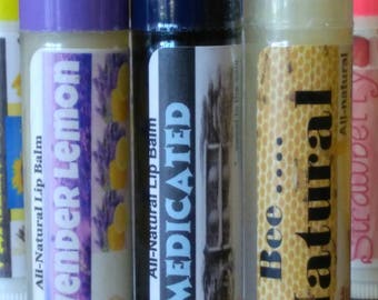 Beeswax Shea Butter Lip Balm Set: Lavender Lemon, Natural, Medicated
