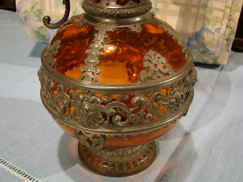 Antique pewter and glass decanterlate 1800santique wine Etsy