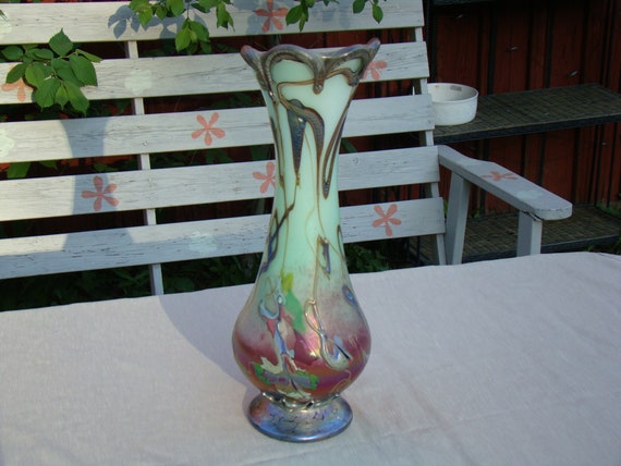 Vintage Glass Floor Vase French Art Glass Large Floor Vase Art Etsy