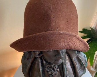 Vintage Toucan Brown Wool Felt Foldable Bucket Hat