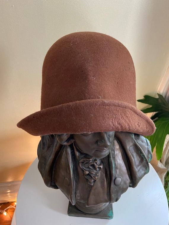 Vintage Toucan Brown Wool Felt Foldable Bucket Hat