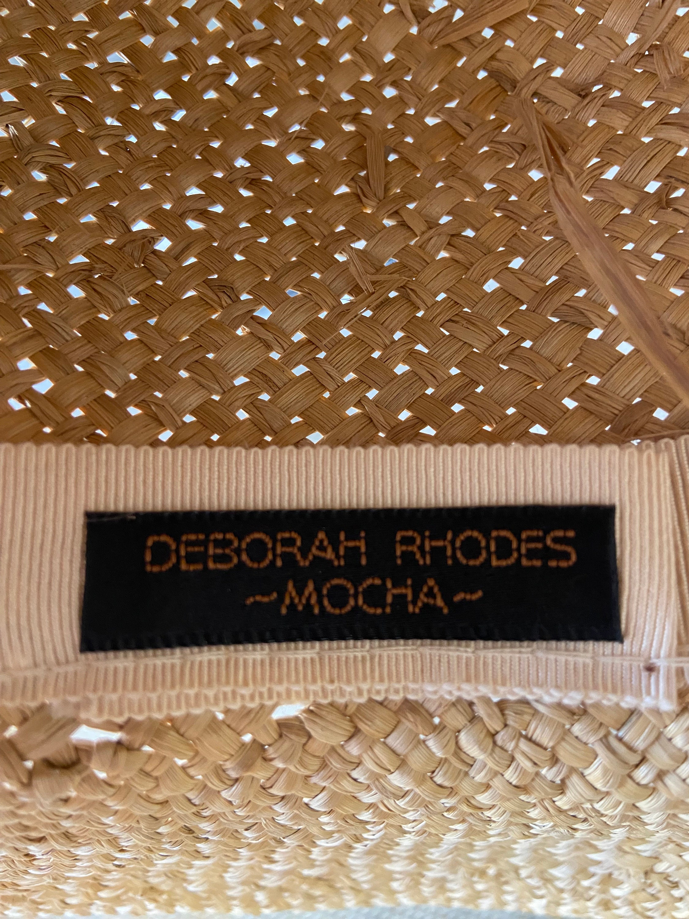 Vintage Deborah Rhodes Mocha Straw Hat Gold Metallic Bow Trim Sun Beach 19\